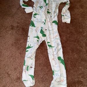 Carter's Green and White Dinosaur Footie